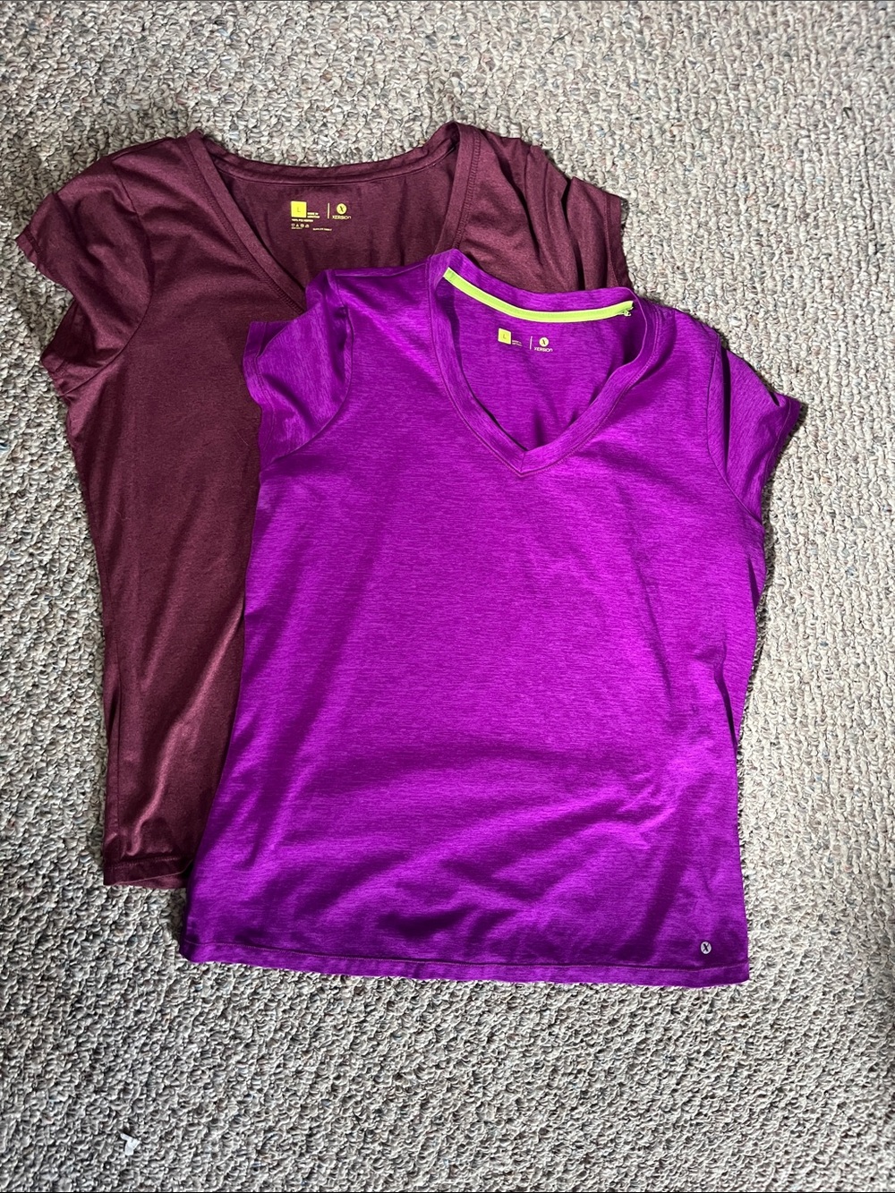 Xersion Women's V-Neck Tees in Magenta and Maroon